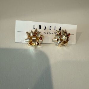 Luxela Gold Bow Earrings Christmas earrings holiday earrings